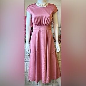Gal Meets Glam Julia Midi Dress Modest Crepe Cap Sleeves in tea Rose Size 4 NWT